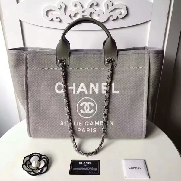 Chanel Medium Original Canvas Leather Tote Shopping Bag 66941L