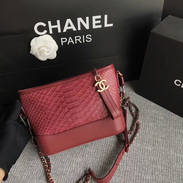 Chanel Gabrielle Mini Shoulder Bag Original Python Leather 8122A Marroon