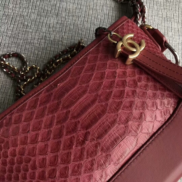Chanel Gabrielle Mini Shoulder Bag Original Python Leather 8122A Marroon