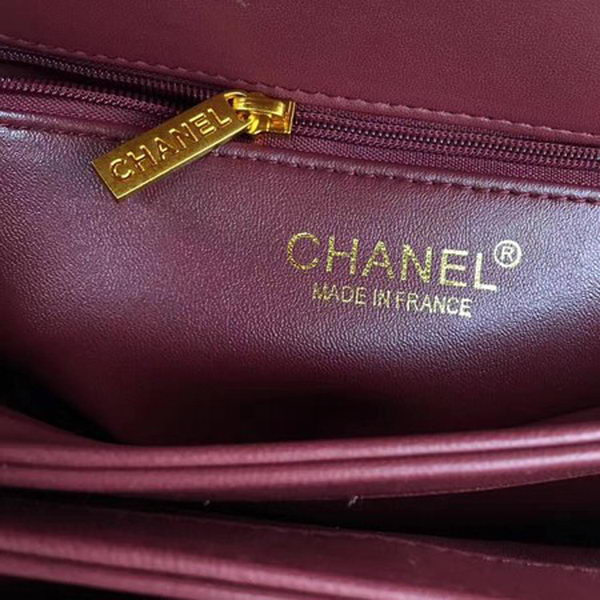 Chanel Classic Top Handle Bag Chevron Sheepskin Leather CHA2371 Red