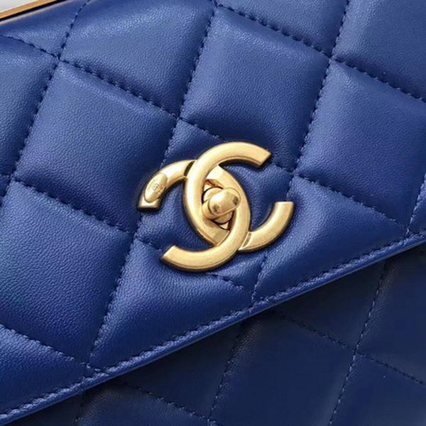 Chanel Classic Top Handle Bag Sheepskin Leather CHA2371 Blue