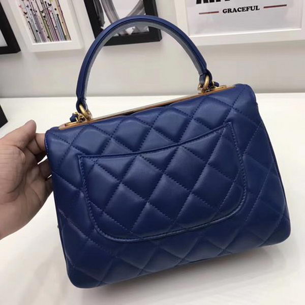 Chanel Classic Top Handle Bag Sheepskin Leather CHA2371 Blue