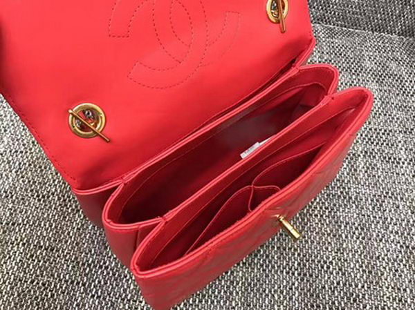 Chanel Classic Top Handle Bag Sheepskin Leather CHA2371 Red