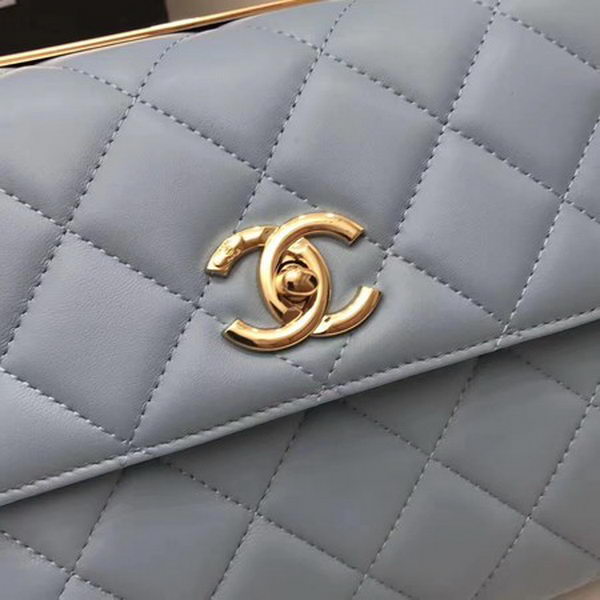 Chanel Classic Top Handle Bag Sheepskin Leather CHA2371 SkyBlue