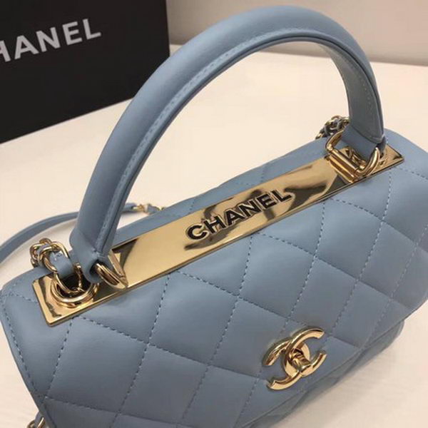 Chanel Classic Top Handle Bag Sheepskin Leather CHA2371 SkyBlue