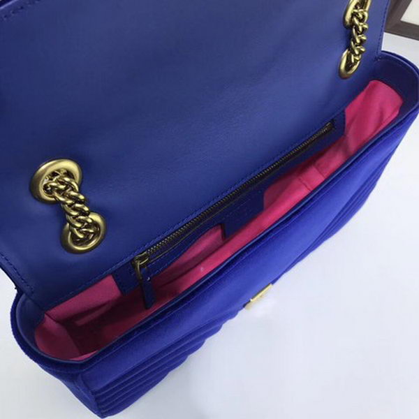 Gucci GG Marmont Embroidered Velvet Bag 443496 Blue