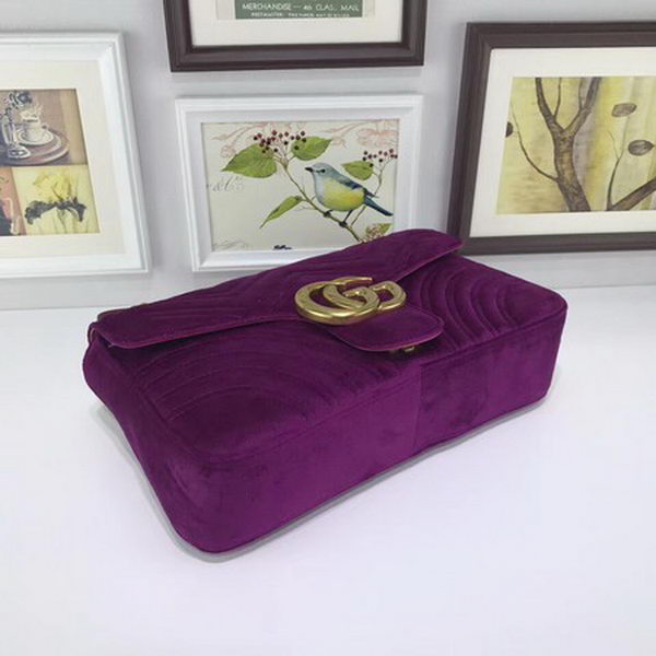 Gucci GG Marmont Embroidered Velvet Bag 443496 Purple