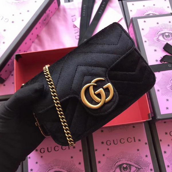 Gucci GG Marmont Velvet Super Mini Bag 476433 Black