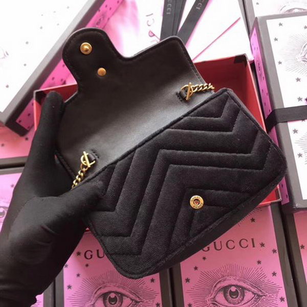 Gucci GG Marmont Velvet Super Mini Bag 476433 Black