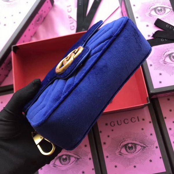 Gucci GG Marmont Velvet Super Mini Bag 476433 Blue