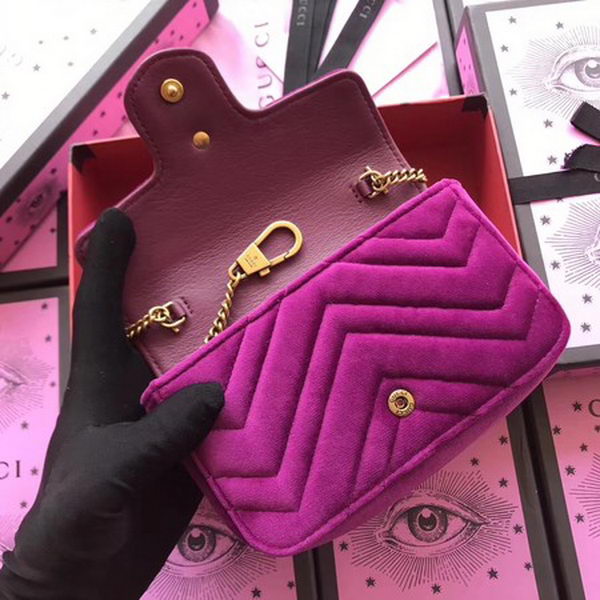 Gucci GG Marmont Velvet Super Mini Bag 476433 Purple