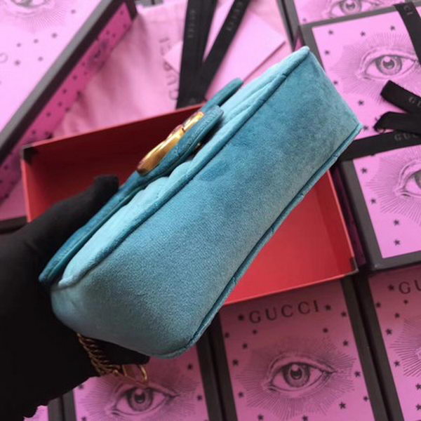 Gucci GG Marmont Velvet Super Mini Bag 476433 SkyBlue