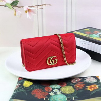 Gucci GG Marmont Embroidered Velvet mini Bag ‎488426 Red