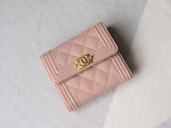 Chanel Tri-Fold Wallet Calfskin Leather A48980 Camel