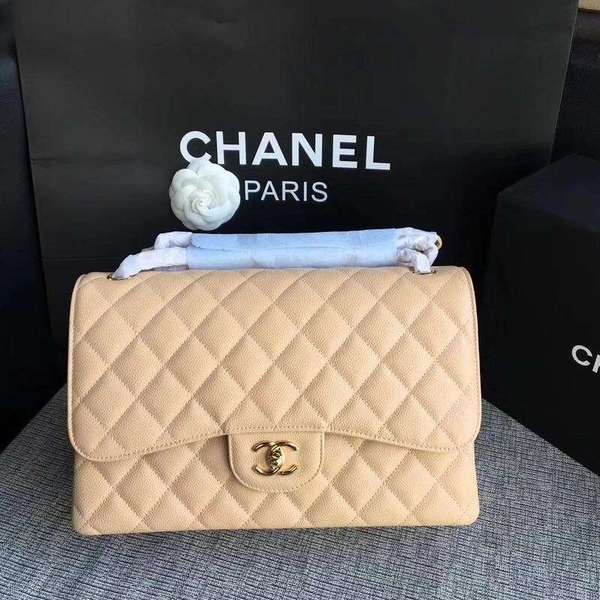 Chanel Flap Shoulder Bags Camel Original Calfskin Leather CF1113 Gold
