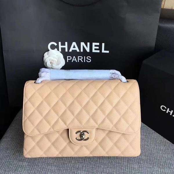 Chanel Flap Shoulder Bags Camel Original Calfskin Leather CF1113 Silver