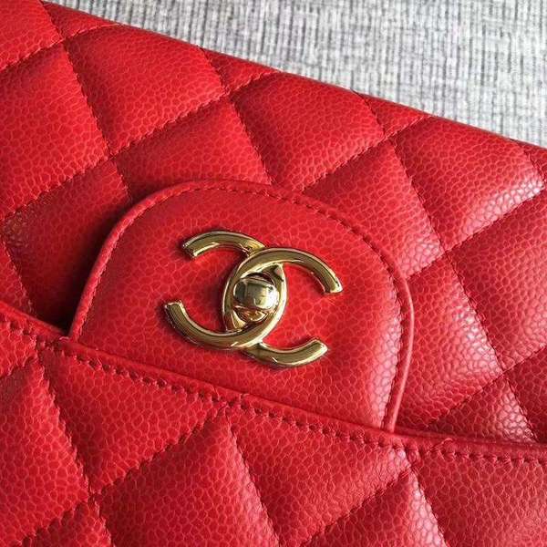Chanel Flap Shoulder Bags Red Original Calfskin Leather CF1113 Gold Chanel Flap Shoulder Bags Red Original Calfskin Leather CF1113 Gold