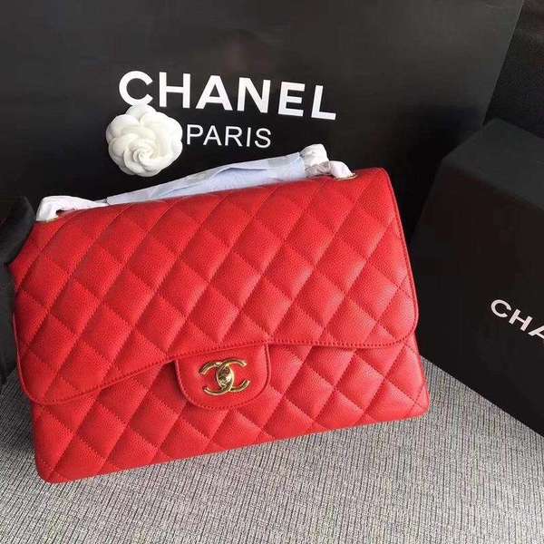 Chanel Flap Shoulder Bags Red Original Calfskin Leather CF1113 Gold Chanel Flap Shoulder Bags Red Original Calfskin Leather CF1113 Gold