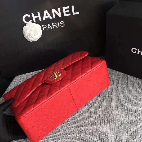 Chanel Flap Shoulder Bags Red Original Calfskin Leather CF1113 Gold Chanel Flap Shoulder Bags Red Original Calfskin Leather CF1113 Gold