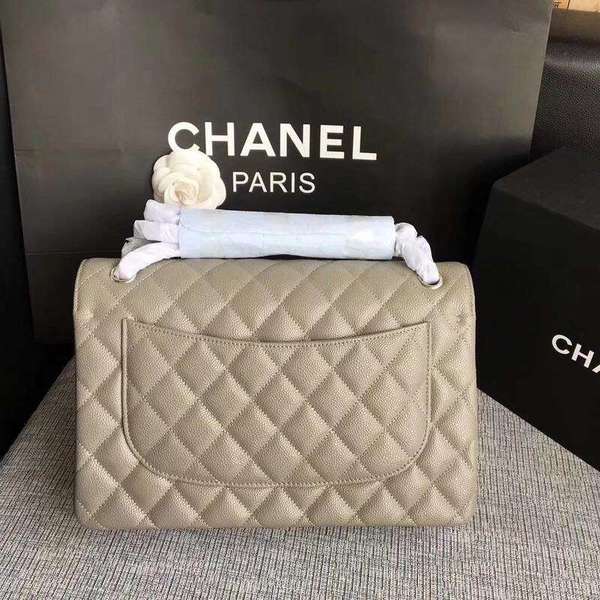 Chanel Flap Shoulder Bags Grey Original Calfskin Leather CF1113 Silver