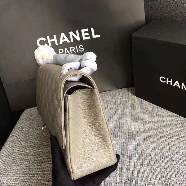 Chanel Flap Shoulder Bags Grey Original Calfskin Leather CF1113 Silver