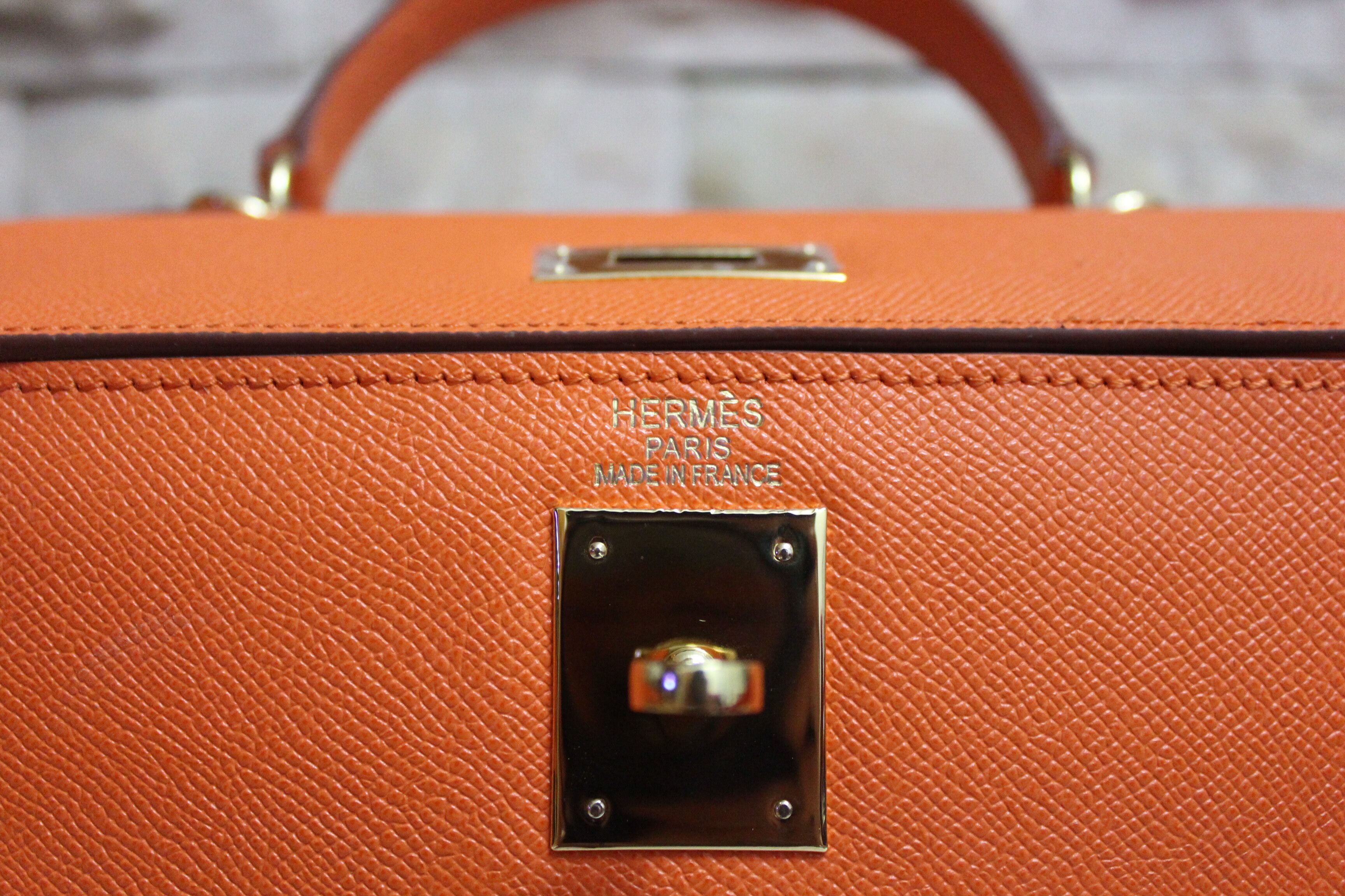 Hermes Kelly 28cm Shoulder Bags espom leather orange