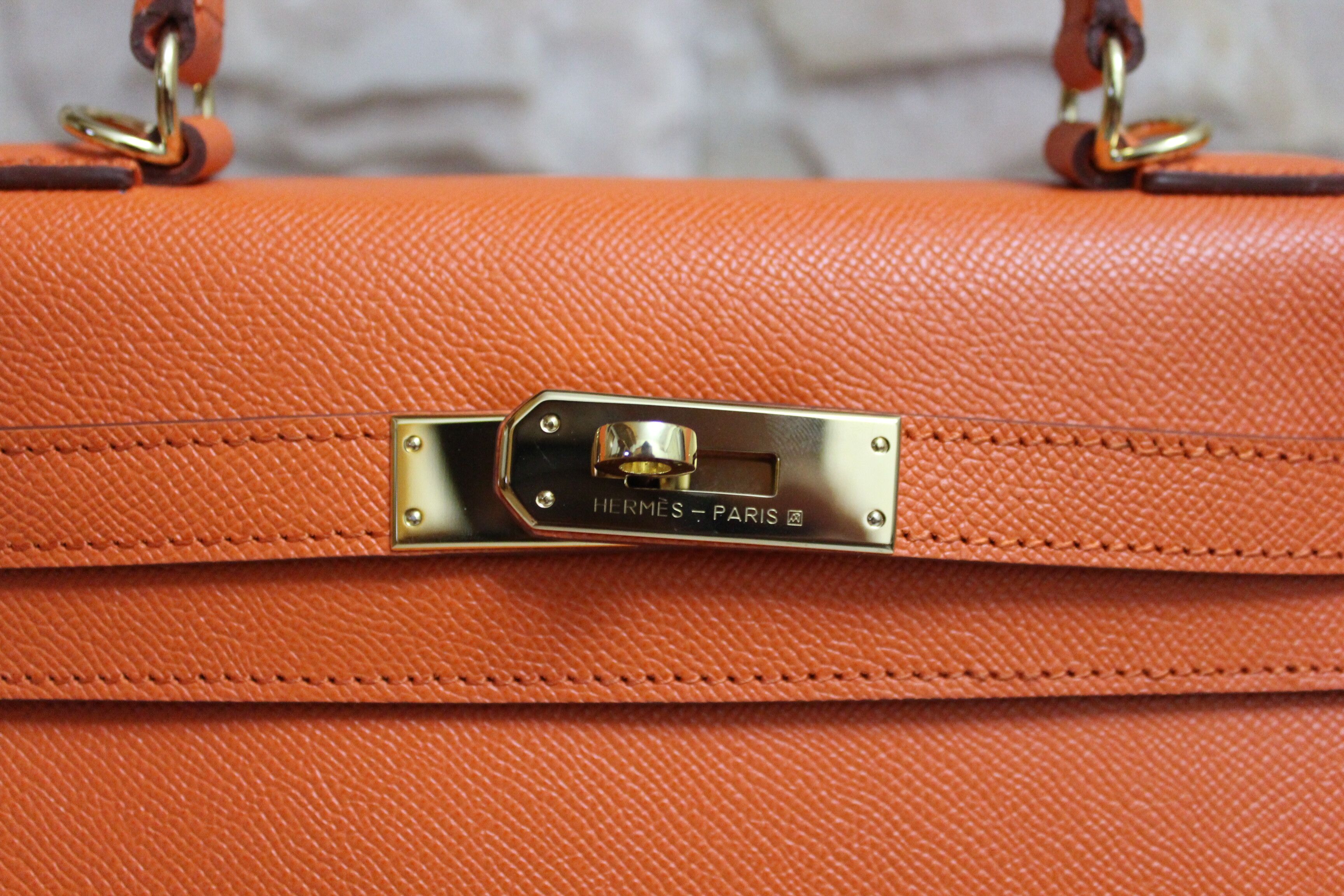 Hermes Kelly 28cm Shoulder Bags espom leather orange