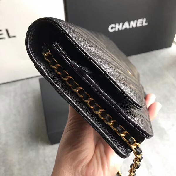 Chanel Owl Pendant Flap Shoulder Bag Calfskin Leather A33814 Black