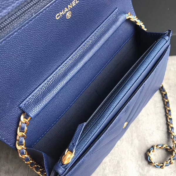 Chanel Owl Pendant Flap Shoulder Bag Calfskin Leather A33814 Blue