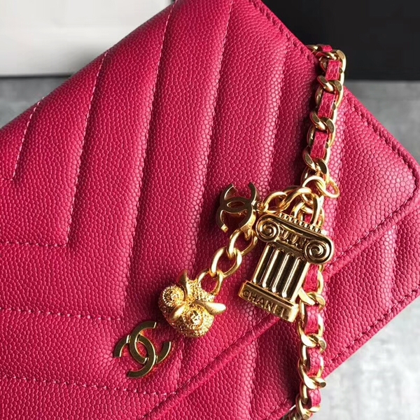 Chanel Owl Pendant Flap Shoulder Bag Calfskin Leather A33814 Pink