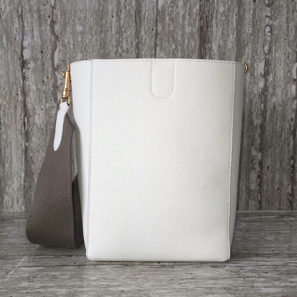 Celine Cabas Phantom Bags Lichee Pattern Leather 77426 White