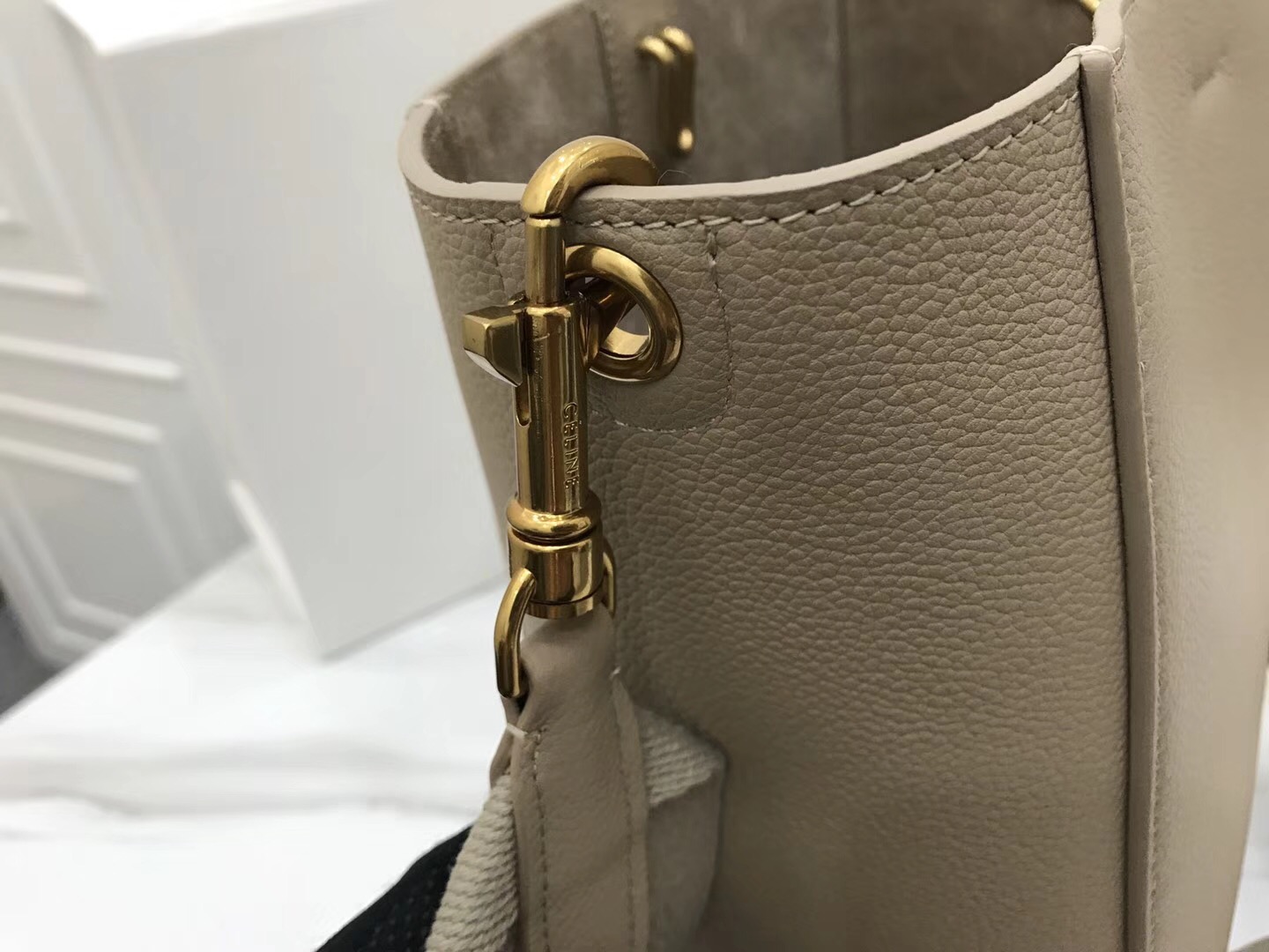 Celine Calfskin Leather Shoulder Bag 5530 grey