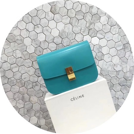 Celine Classic Box Flap Bag Original Calfskin Leather 5698 Skyblue