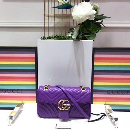 Gucci GG Marmont Sheenskin Shoulder Bag 443497A  purple