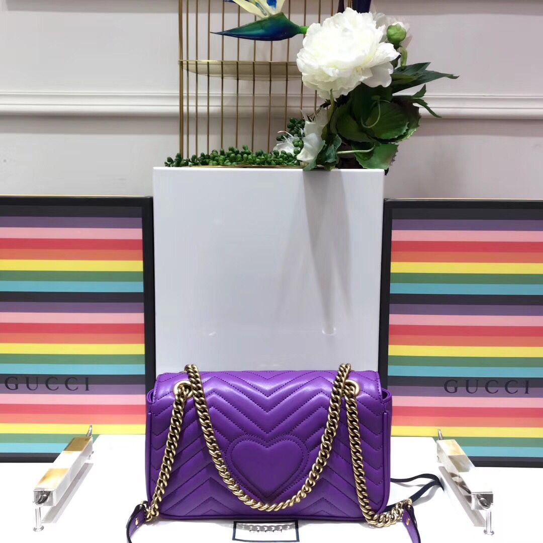 Gucci GG Marmont Sheenskin Shoulder Bag 443497A  purple