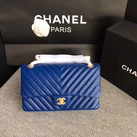 Chanel Flap Shoulder Bag Blue Original Sheepskin Leather CF1112V Gold