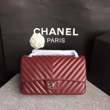Chanel Flap Shoulder Bag Wine Original Sheepskin Leather CF1112V Silver