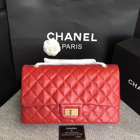Chanel Flap Shoulder Bag Red Original Calfskin Leather 277 Gold