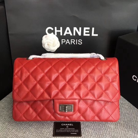 Chanel Flap Shoulder Bag Red Original Calfskin Leather 277 Silver