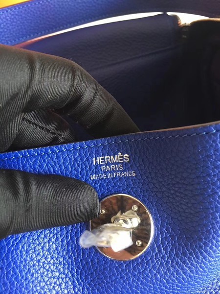 Hermes Lindy Original Togo Leather Bag 5086 Blue