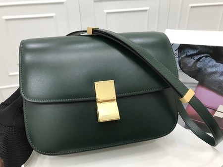 Celine Classic Box Flap Bag Original Calfskin Leather 3378 Atrovirens