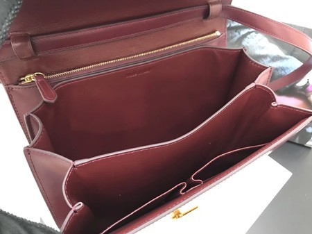 Celine Classic Box Flap Bag Original Calfskin Leather 3378 Wine