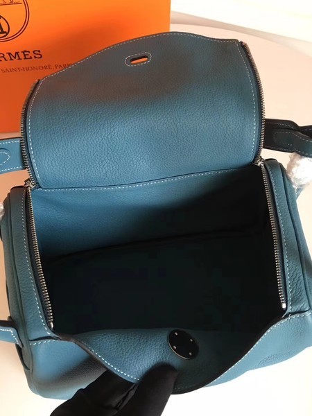 Hermes Lindy Original Togo Leather Bag 5086 Dark Blue
