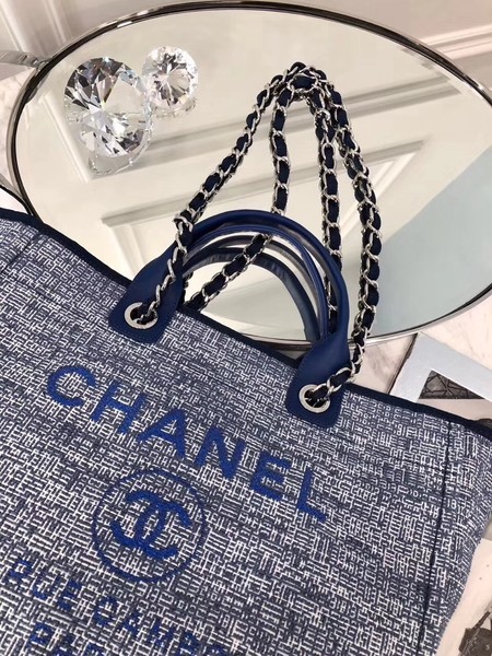 Chanel Original Canvas Leather Tote Shopping Bag 92298 Blue