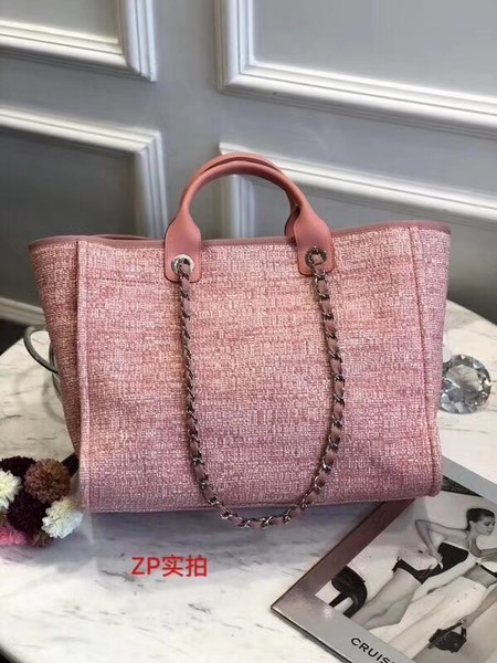 Chanel Original Canvas Leather Tote Shopping Bag 92298 Pink