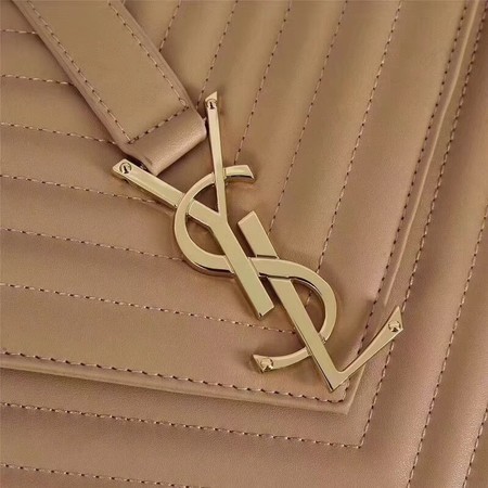Yves Saint Laurent MONOGRAMME Calfskin Leather Shoulder Bag 26588 Apricot