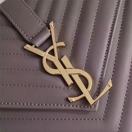 Yves Saint Laurent MONOGRAMME Calfskin Leather Shoulder Bag 26588 Grey