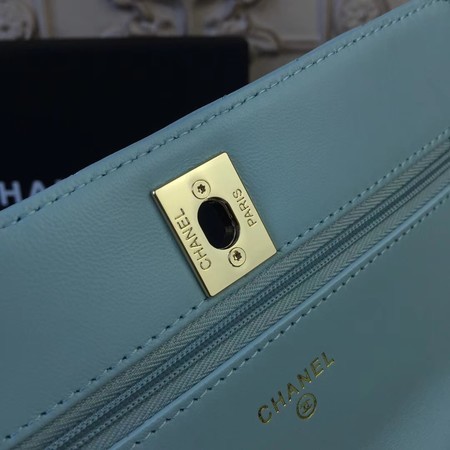 Chanel WOC Original Sheepskin Leather Shoulder Bag 33814 Skyblue