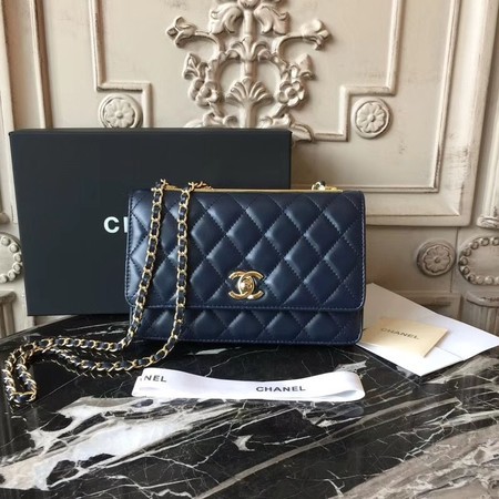 Chanel WOC Original Sheepskin Leather Shoulder Bag D33814 Blue