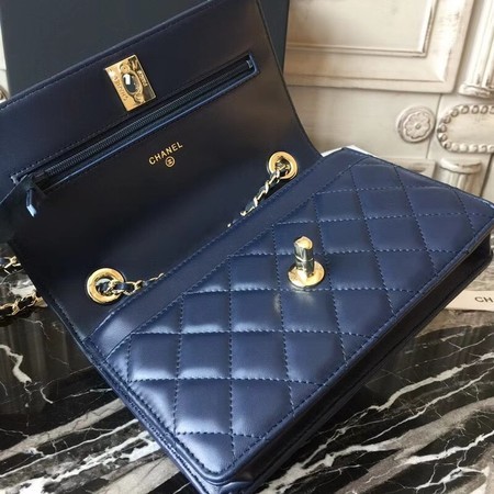 Chanel WOC Original Sheepskin Leather Shoulder Bag D33814 Blue